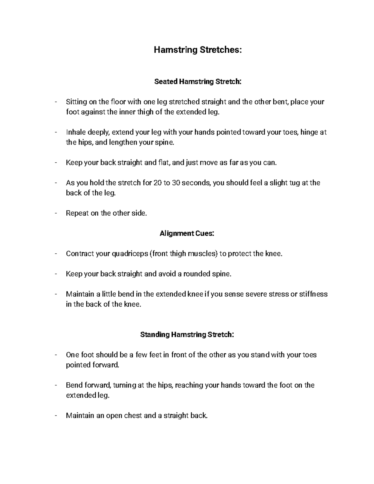 Assignment #5 Hamstring Stretches - Hamstring Stretches: Seated ...