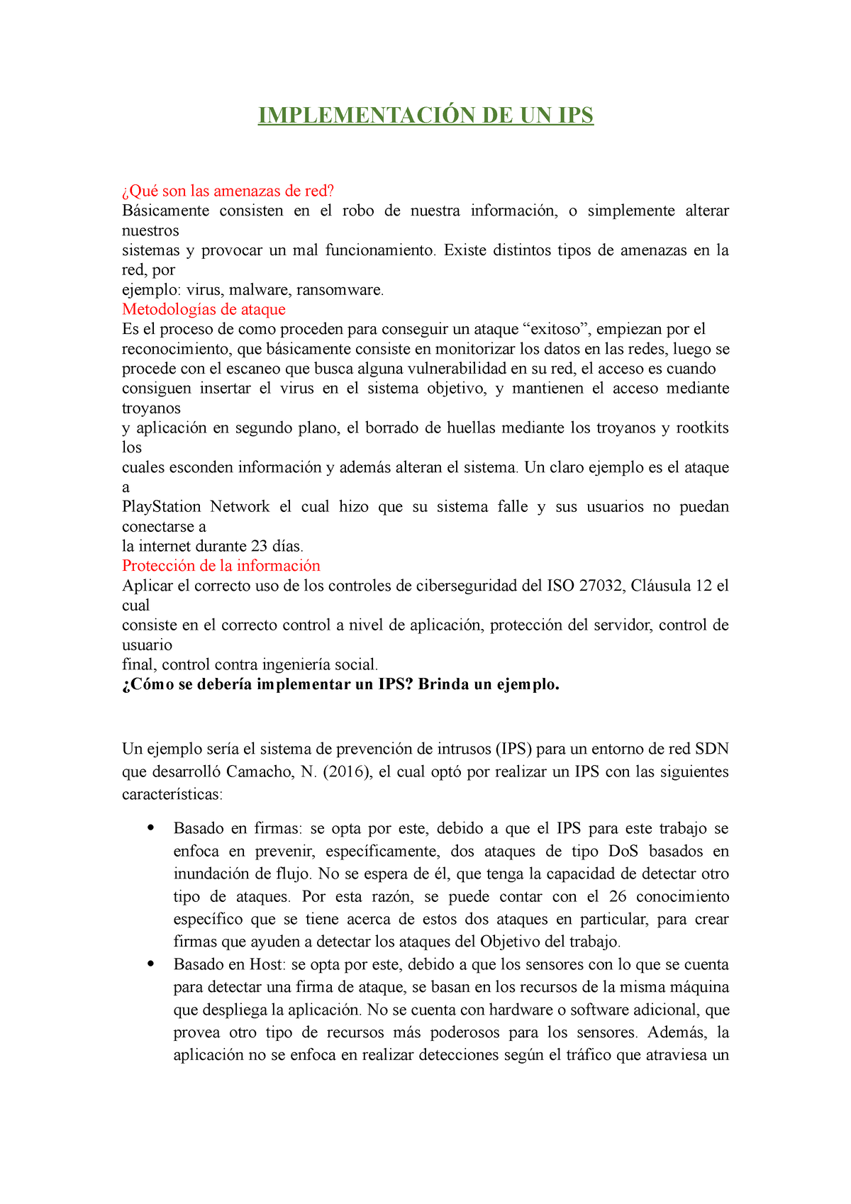 Si S13 Tarea De La Semana Número 13 ImplementaciÓn De Un Ips ¿qué Son Las Amenazas De Red 1877