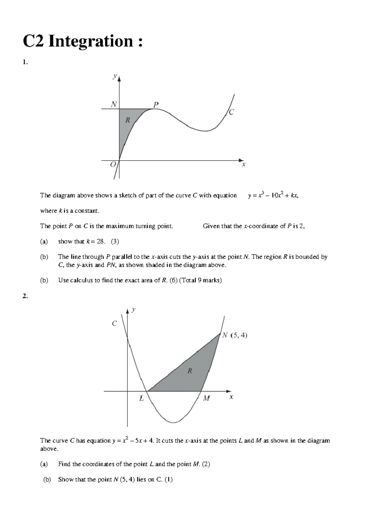 C2 Integration - areas - physics - C2 Integration : The diagram above ...