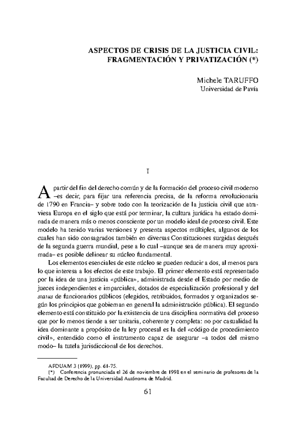 Aspectos de crisis de la Justicia Civil. M. Taruffo - ASPECTOS DE ...