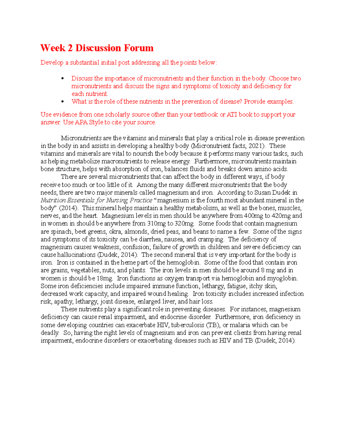Week 2 Discussion Forum - Week 2 Discussion Forum Develop a substantial ...