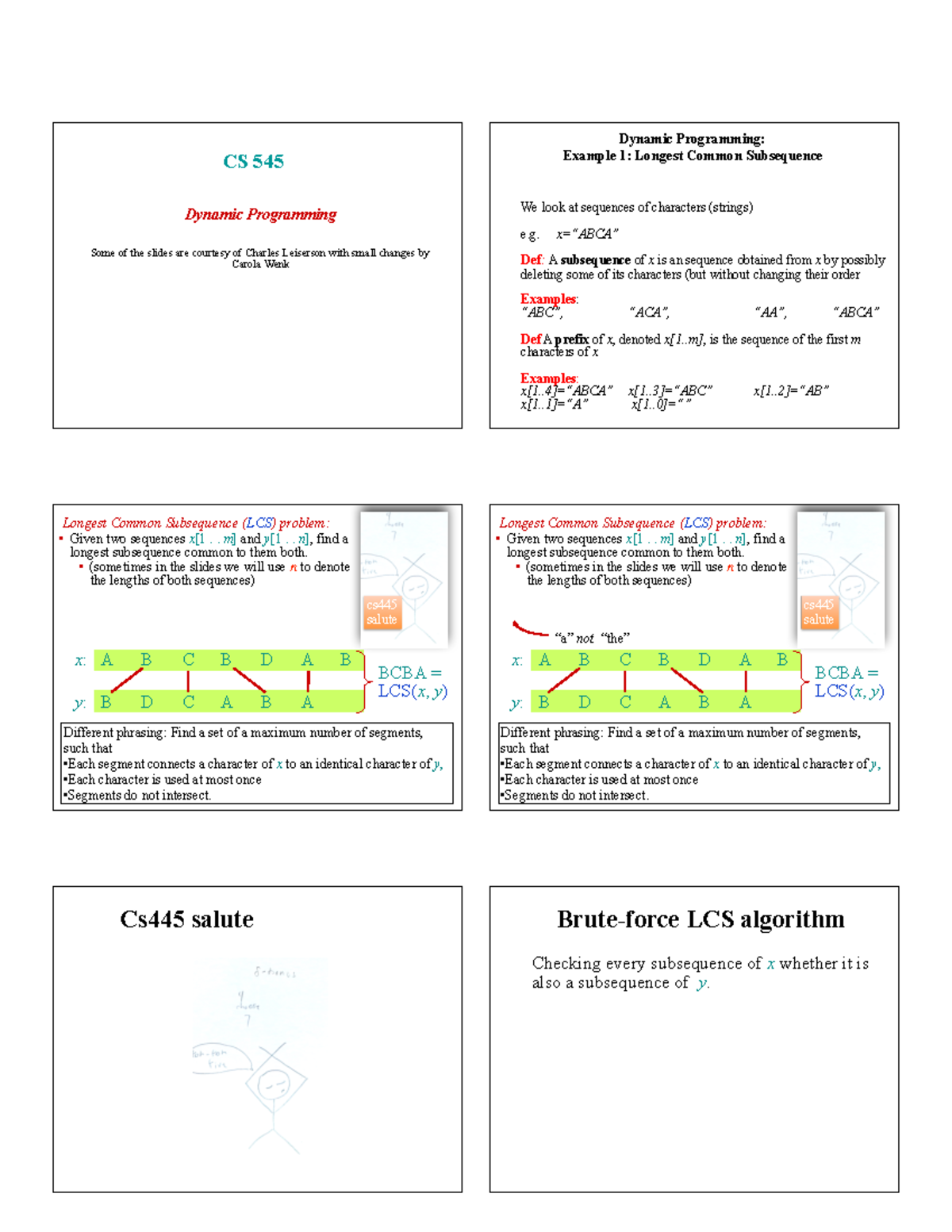DP2 - Dynamic Programming - CS 545 Dynamic Programming Some of the ...