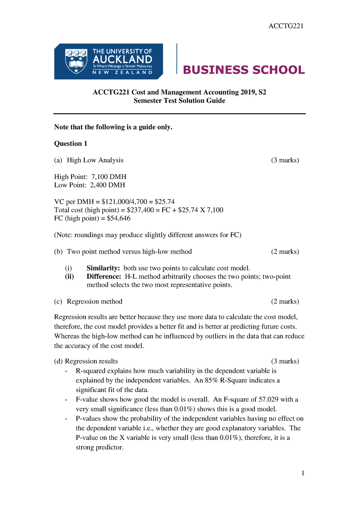 Acctg 221 2019 S2 Test Solution Guide - ACCTG221 Cost And Management ...