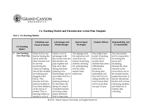 SPD-521 T2 Co-Teaching and Paraeducator Action Plan Template - Co