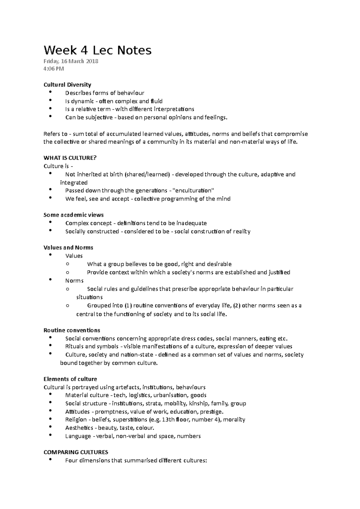 Week 4 Lec Notes - Week 4 Lec Notes Friday, 16 March 2018 4:06 PM ...