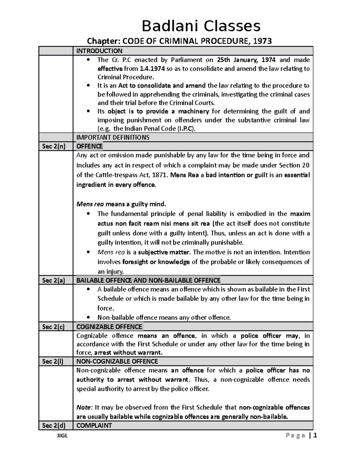 Criminal Procedure Code, 1973 - Chapter: CODE OF CRIMINAL PROCEDURE ...