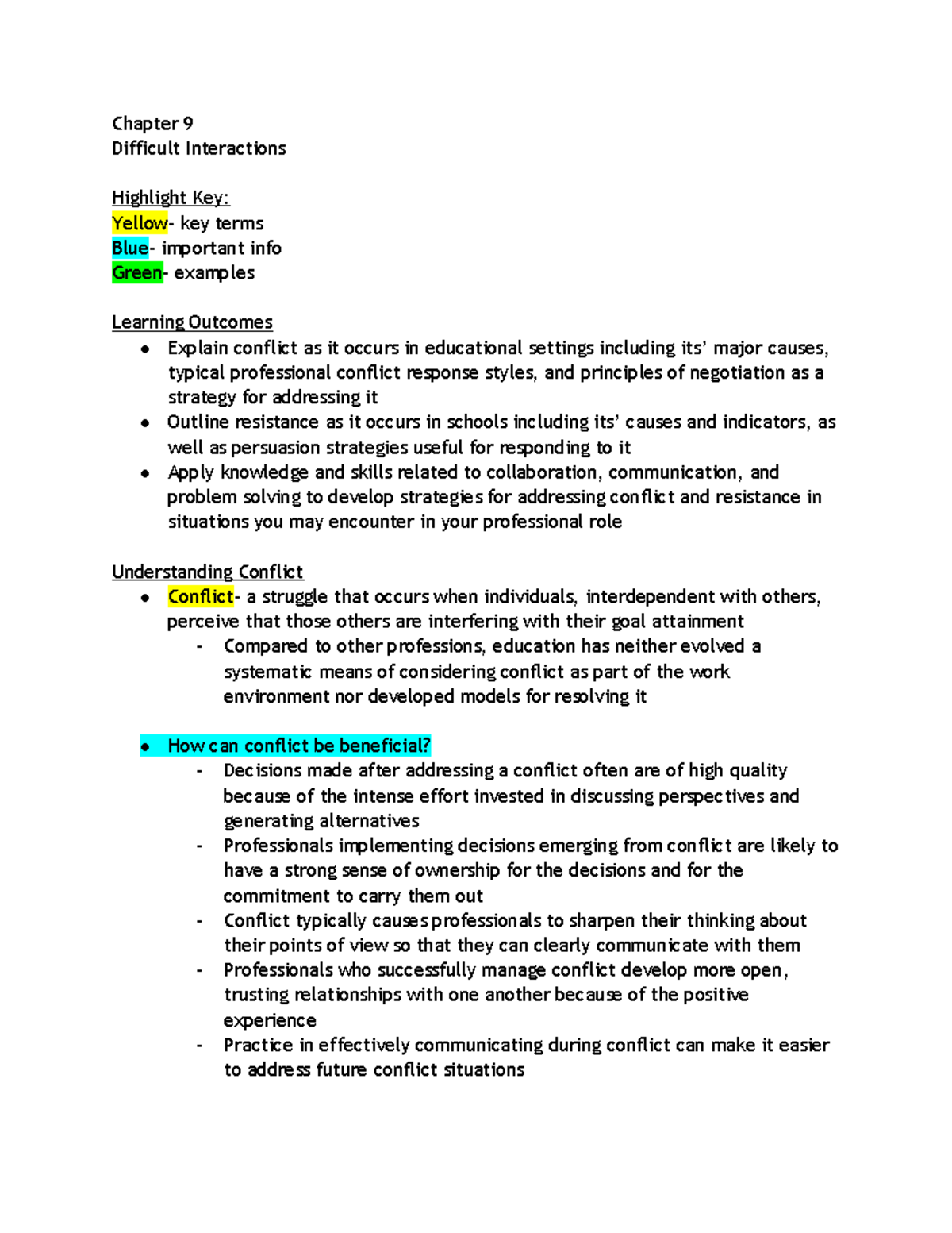 Chapter 9 Difficult Interactions - Chapter 9 Difficult Interactions ...