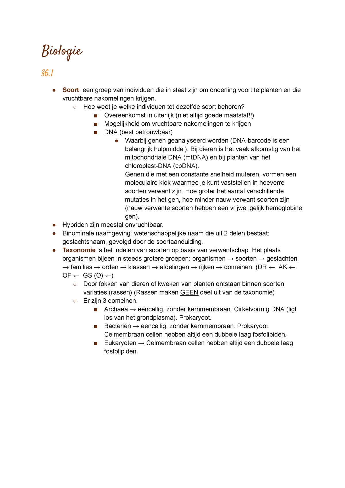 4 Vwo - Nectar Biologie - Hoofdstuk 6 - Biologie §6. Soort: Een Groep ...