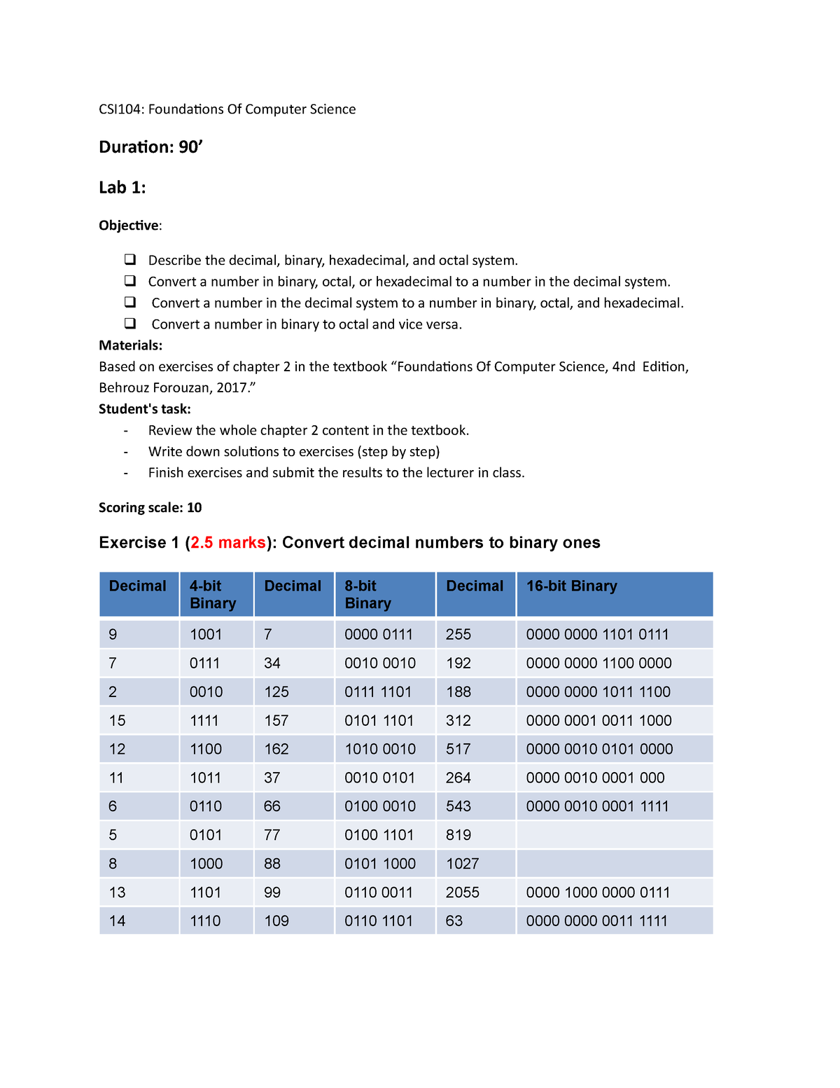 Lab 01-CSI104 - Lab1 - Csi104 New - CSI104: Foundations Of Computer ...