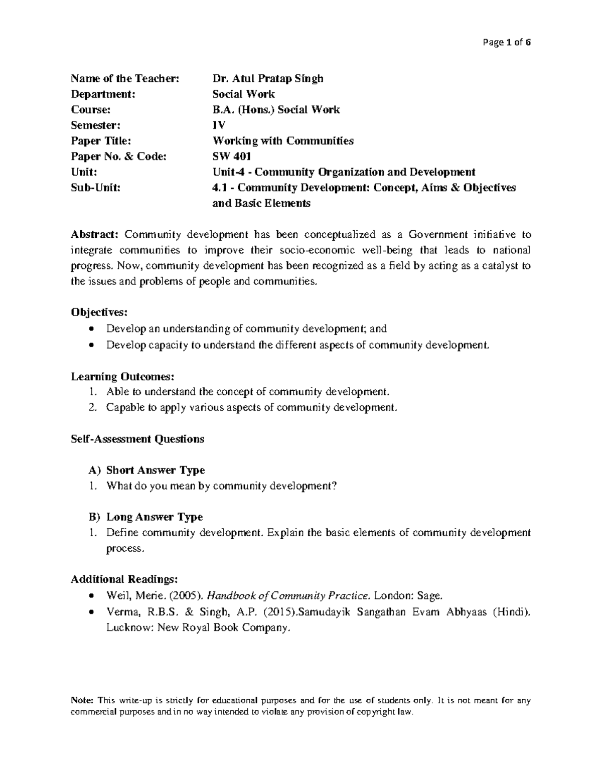 Community Development - Note: This write-up is strictly for educational ...