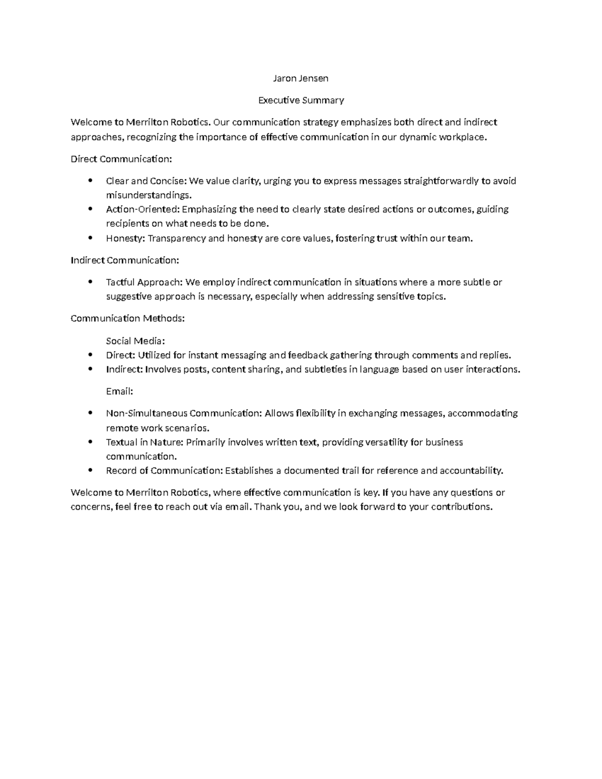 C204 Task2 Excutive Summary - Jaron Jensen Executive Summary Welcome to ...