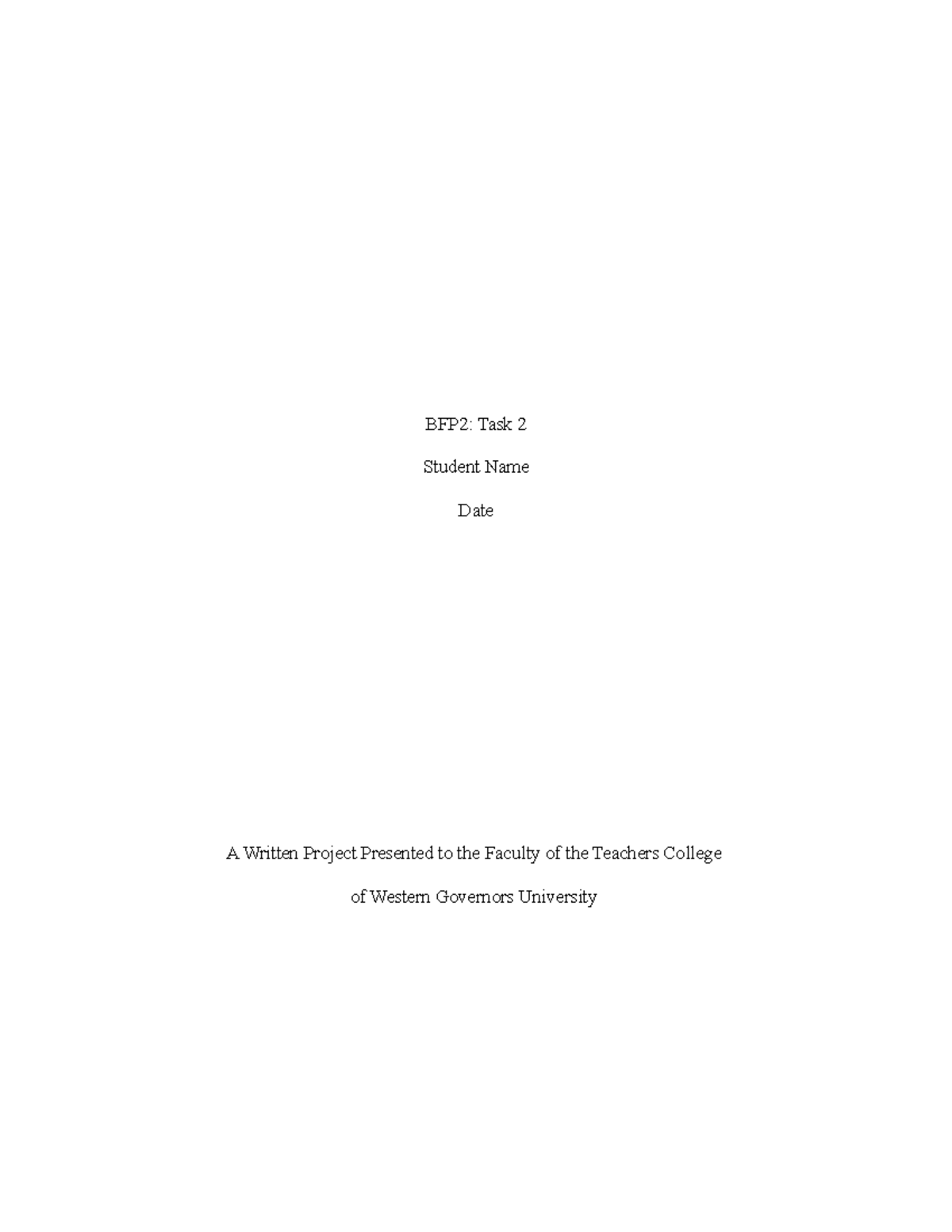 BFP Task 2 Framework Document Template for task. - BFP2: Task 2 Student ...