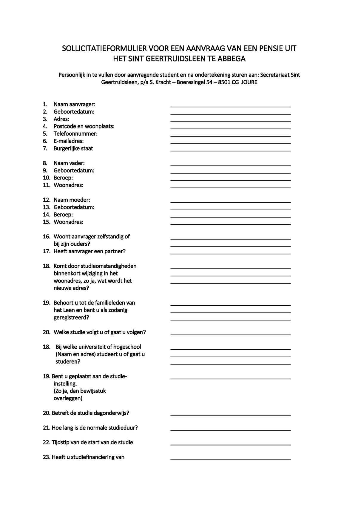 Sollicitatieformulier Nl Sollicitatieformulier Voor Een Aanvraag Van Een Pensie Uit Het Sint