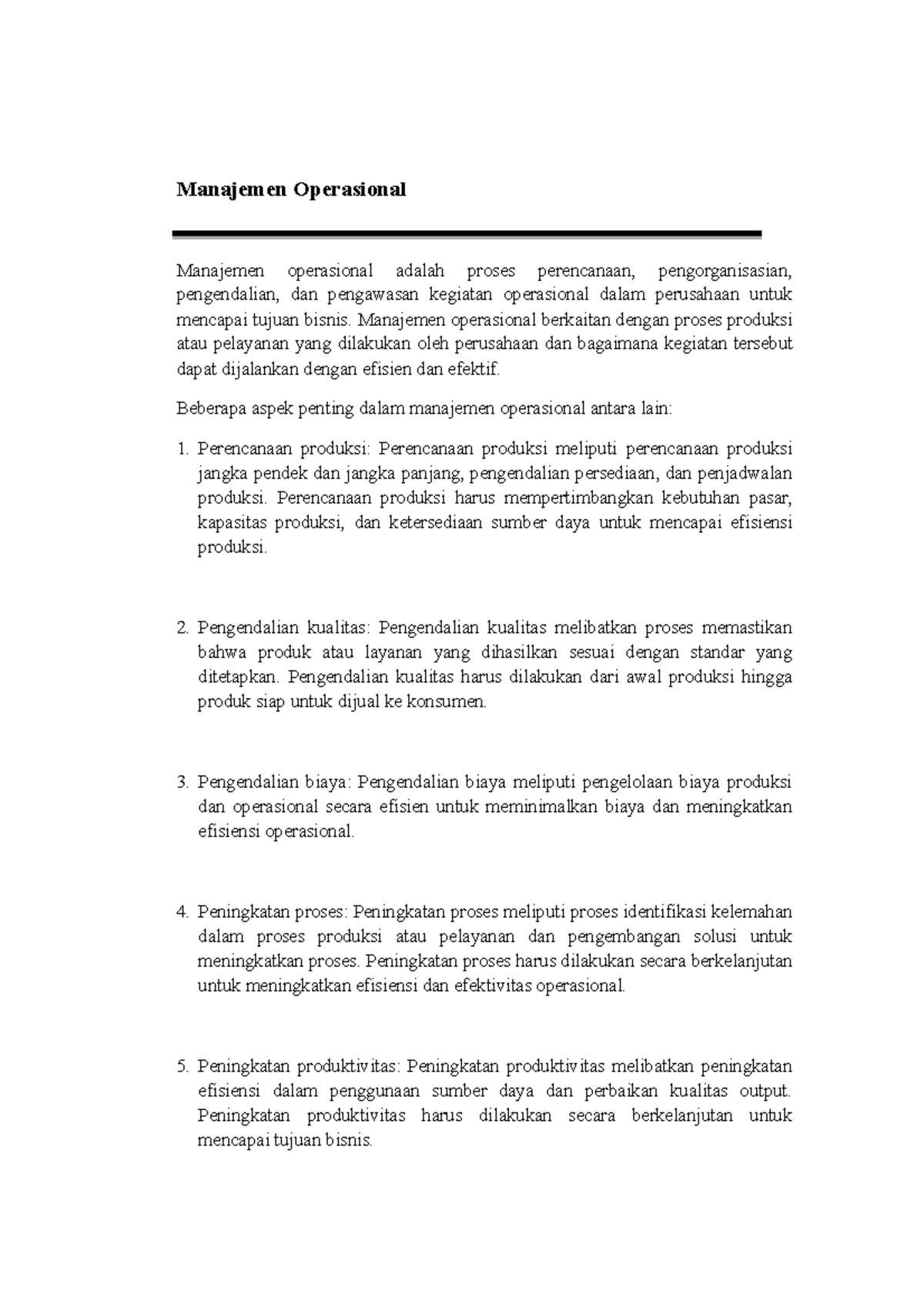 Manajemen Operasional - Manajemen Operasional Manajemen operasional