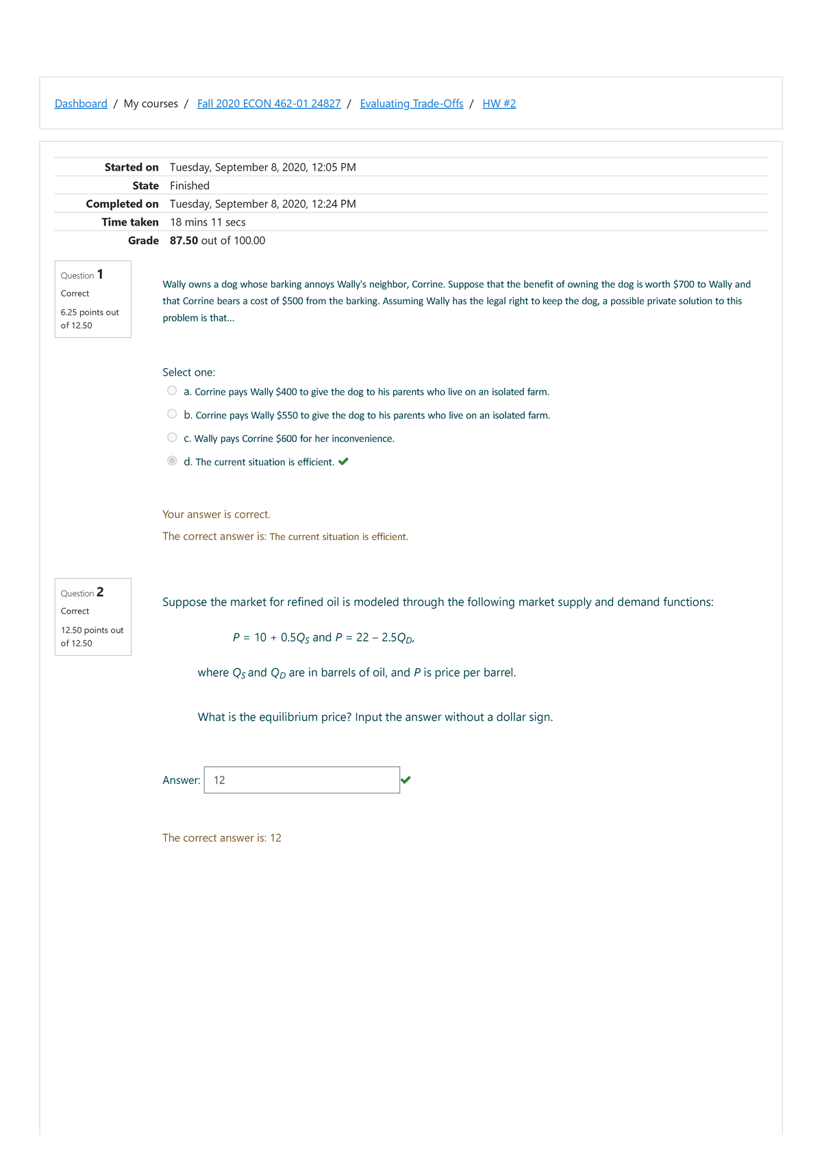 HW #2 Attempt review - Natural Resource Economics - Dashboard / My ...