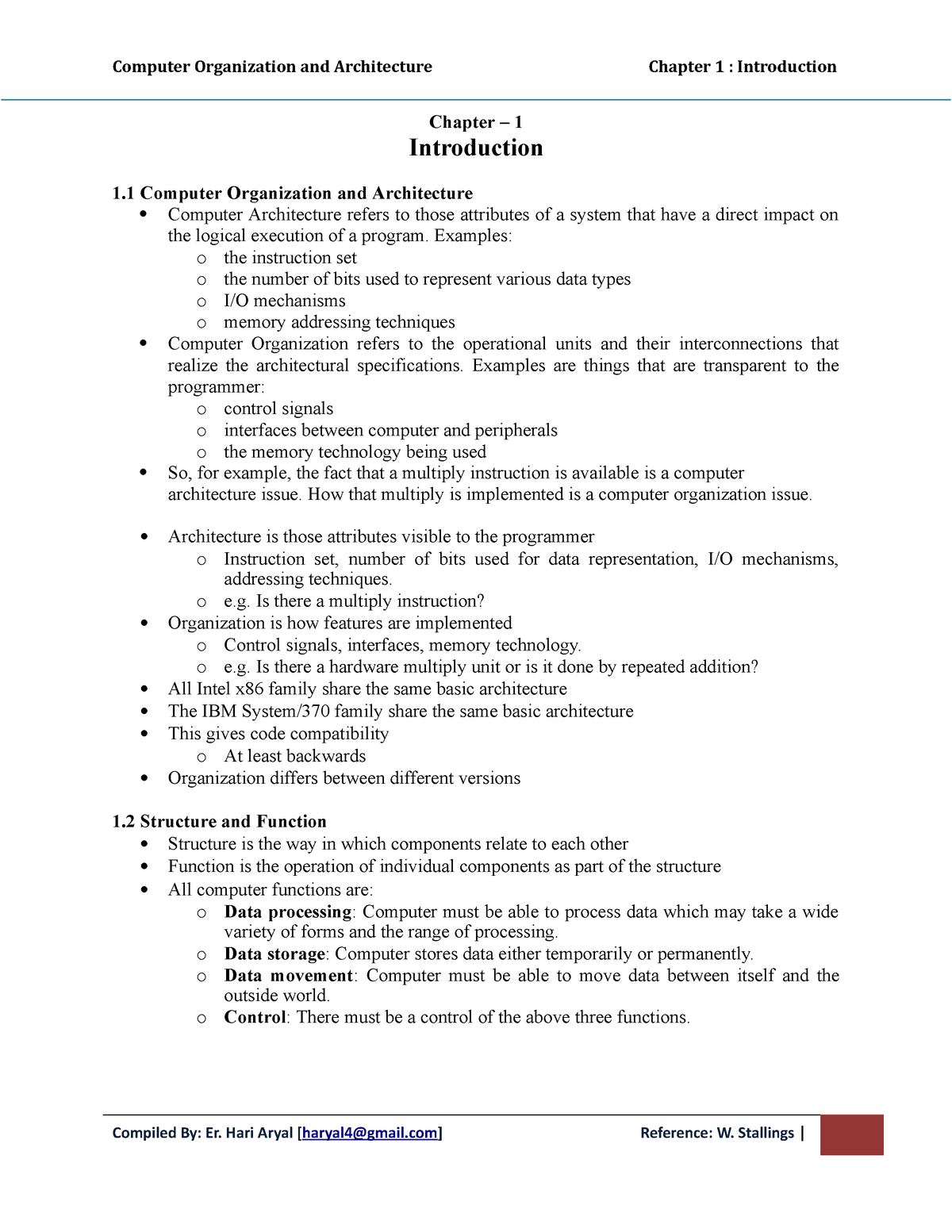 Chapter 1-Introduction - Computer Organization And Architecture Chapter ...