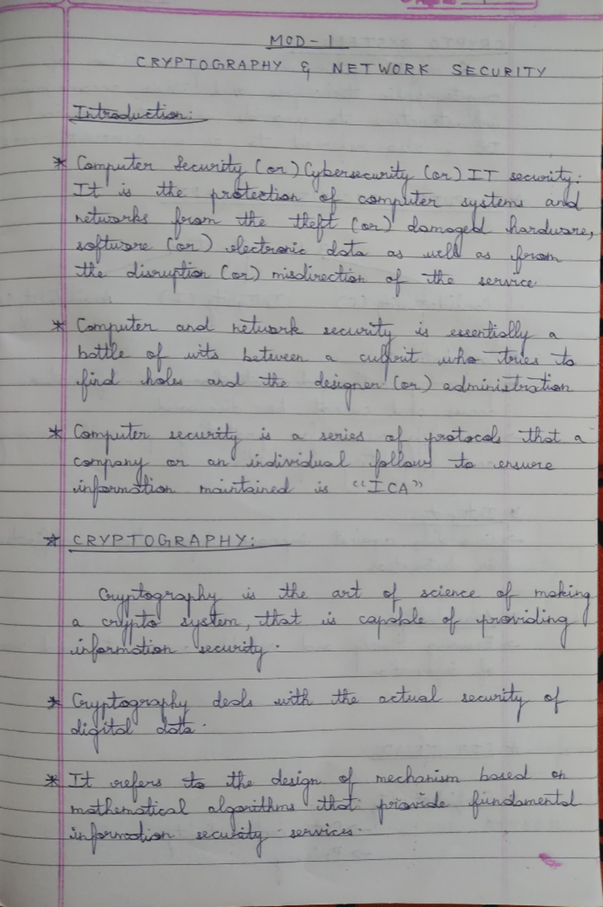 Crypto notes - 1 CRYPTOGRAPHY NETWORK SECURITY Introduction: It ...