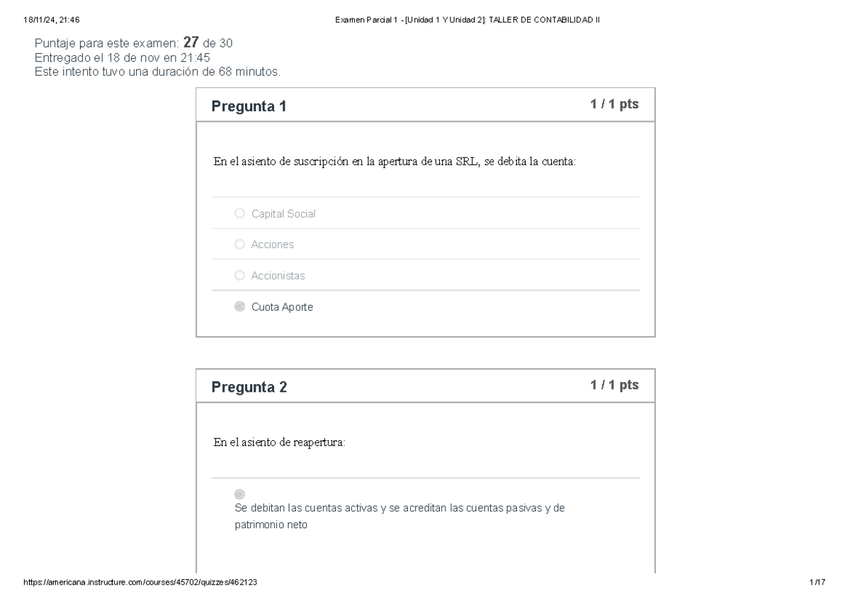 Examen Parcial 1 - [Unidad 1 Y Unidad 2] Taller DE Contabilidad II yct ...