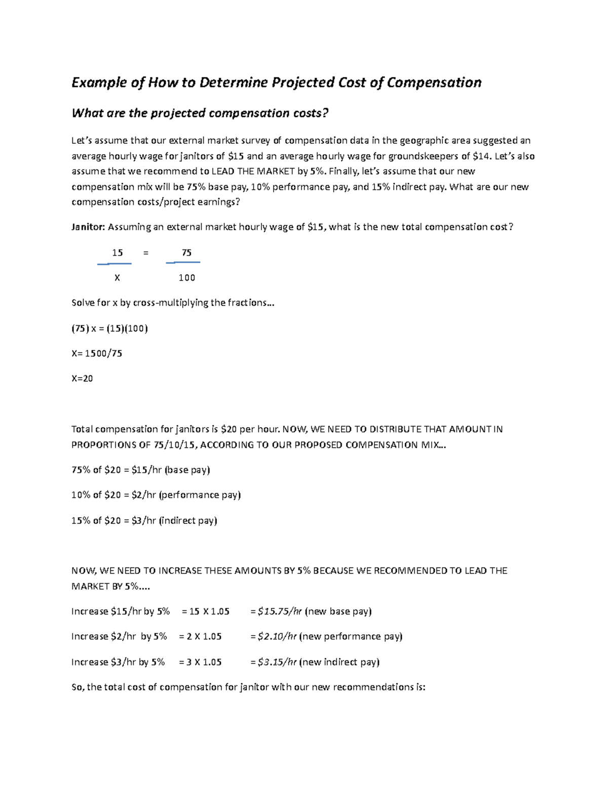 Example - Calculating Total Projected Compensation Costs - Example of ...