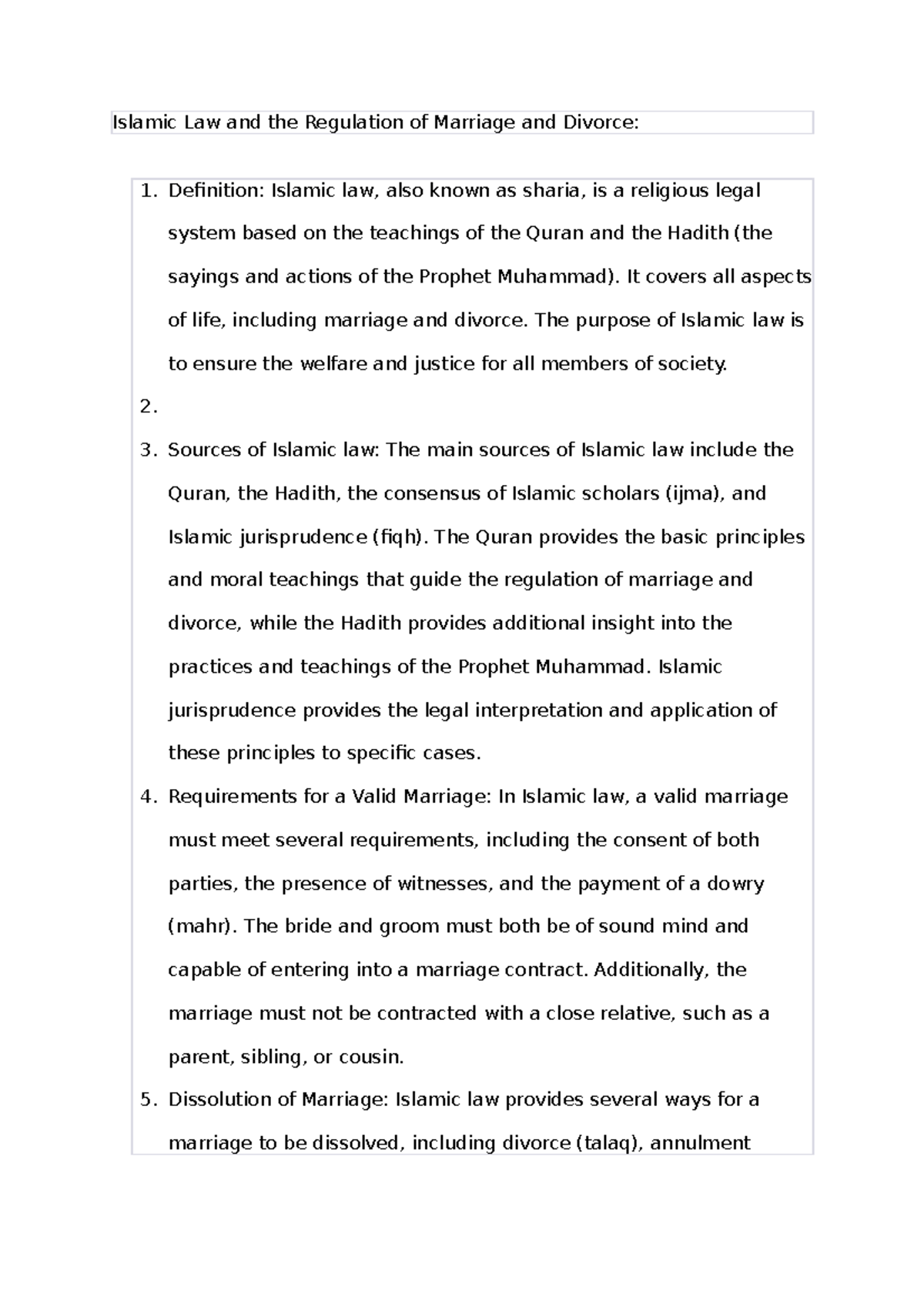 Islamic Law and the Regulation of Marriage and Divorce - Islamic Law ...