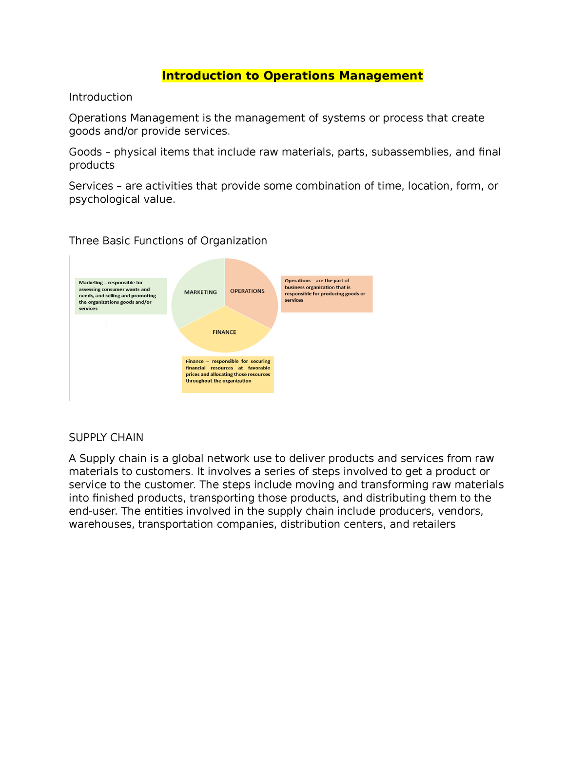 topics for operations management assignment