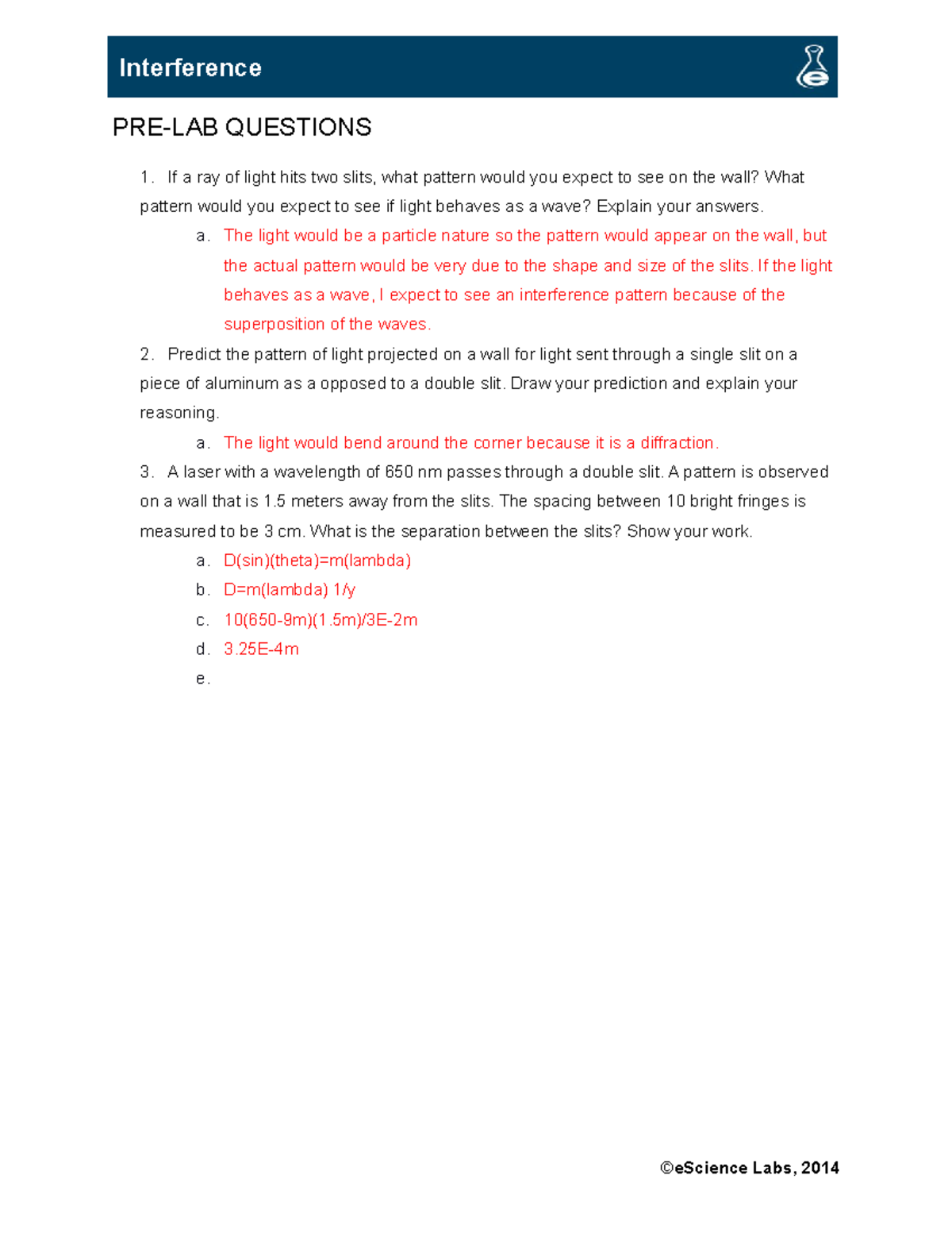 Lab 27 Escience lab assignments. Each have detailed answers along