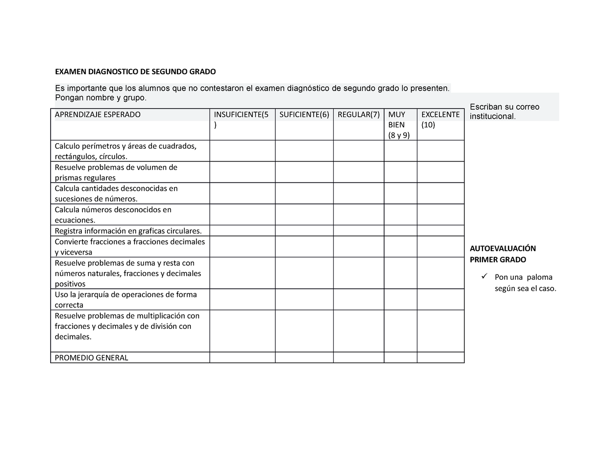 Autoevaluaciones - Documento Empleado Para Que El Alumno Se Evalúe ...