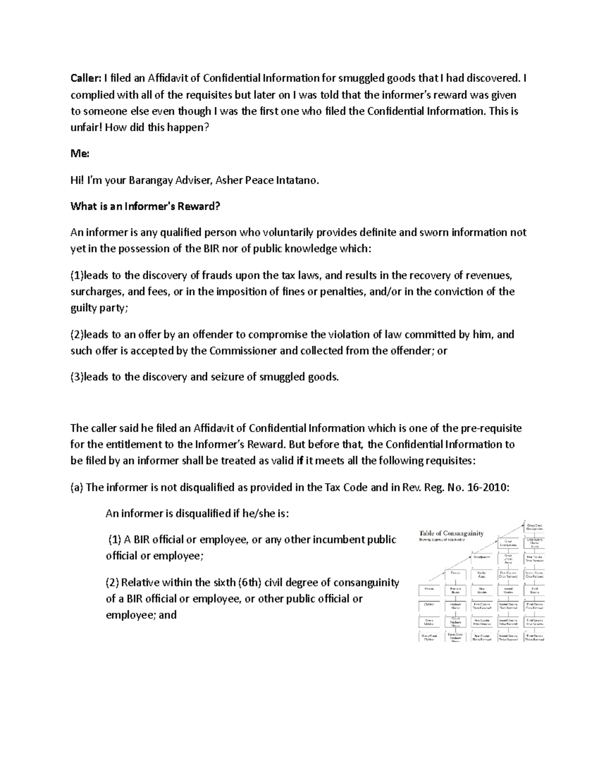 Informers reward 2021 - Caller: I filed an Affidavit of Confidential ...