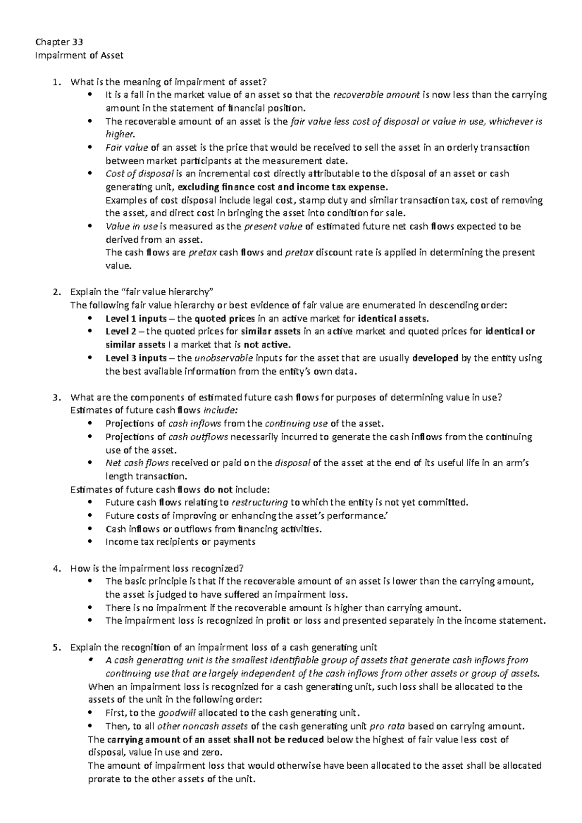 Chapter 33 - Intermediate Accounting - Chapter 33 Impairment of Asset ...