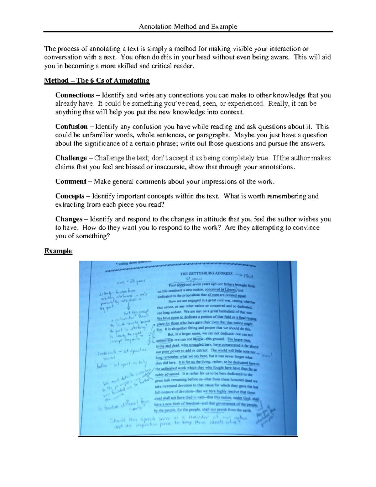 6 Cs of Annotating - Annotation notes - Annotation Method and Example ...