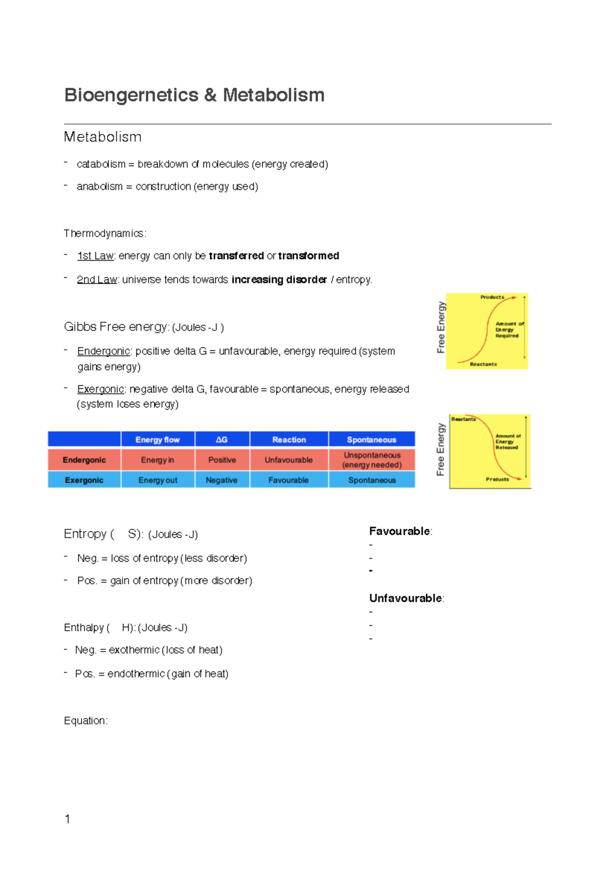 MB exam notes pt 1 pdf - Bioengernetics & Metabolism Metabolism ...