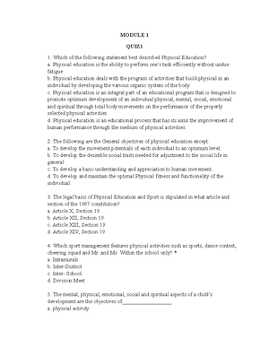 Alternative TASK PE 101 - ALTERNATIVE TASK - FITNES Read each question ...