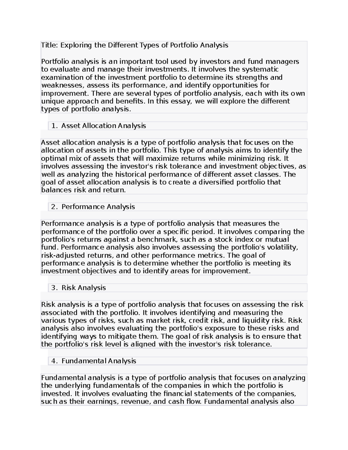 Exploring the Different Types of Portfolio Analysis - It involves the ...
