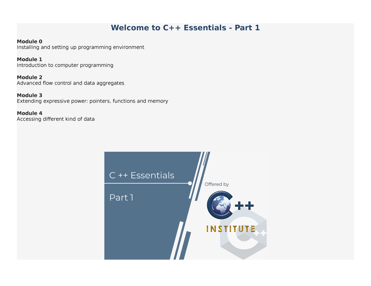 Edube Interactive :: C Essentials - Course Information