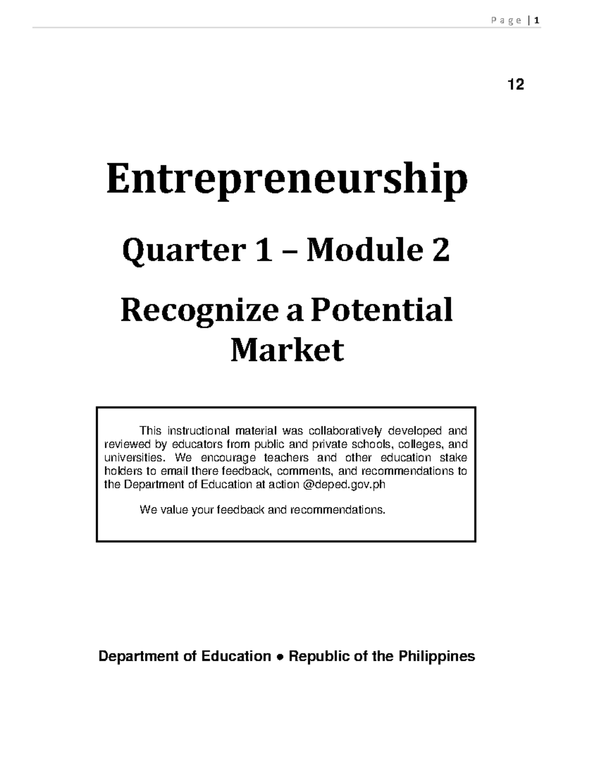 Module 2 Lesson 4 - great - 12 Entrepreneurship Quarter 1 – Module 2 ...