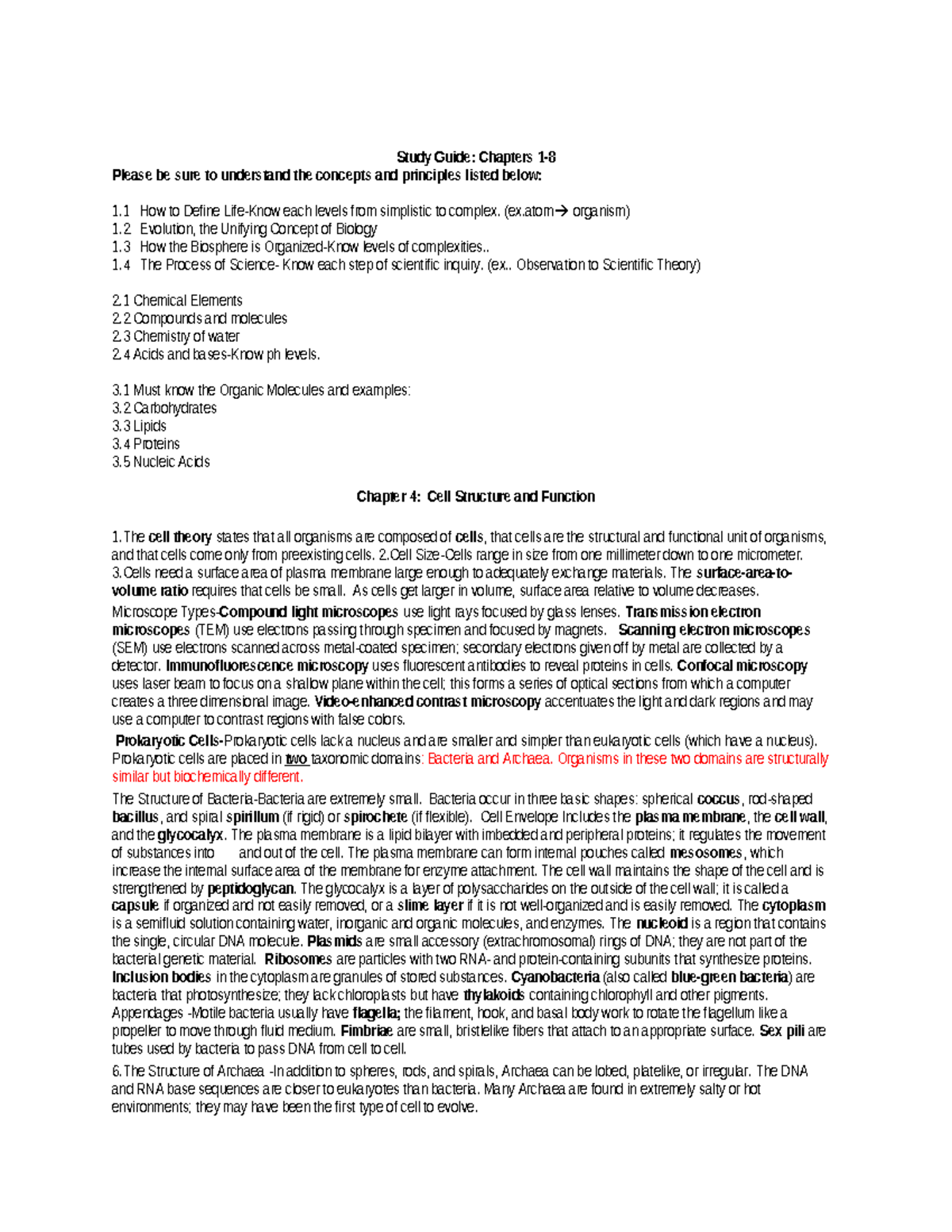 BIO103+Study+Guide+1-8 - Study Guide: Chapters 1- Please be sure to ...