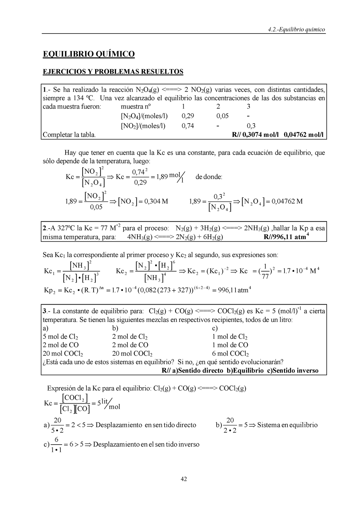 Problemas Resueltos Equilibrio Quimico - EQUILIBRIO EJERCICIOS Y ...