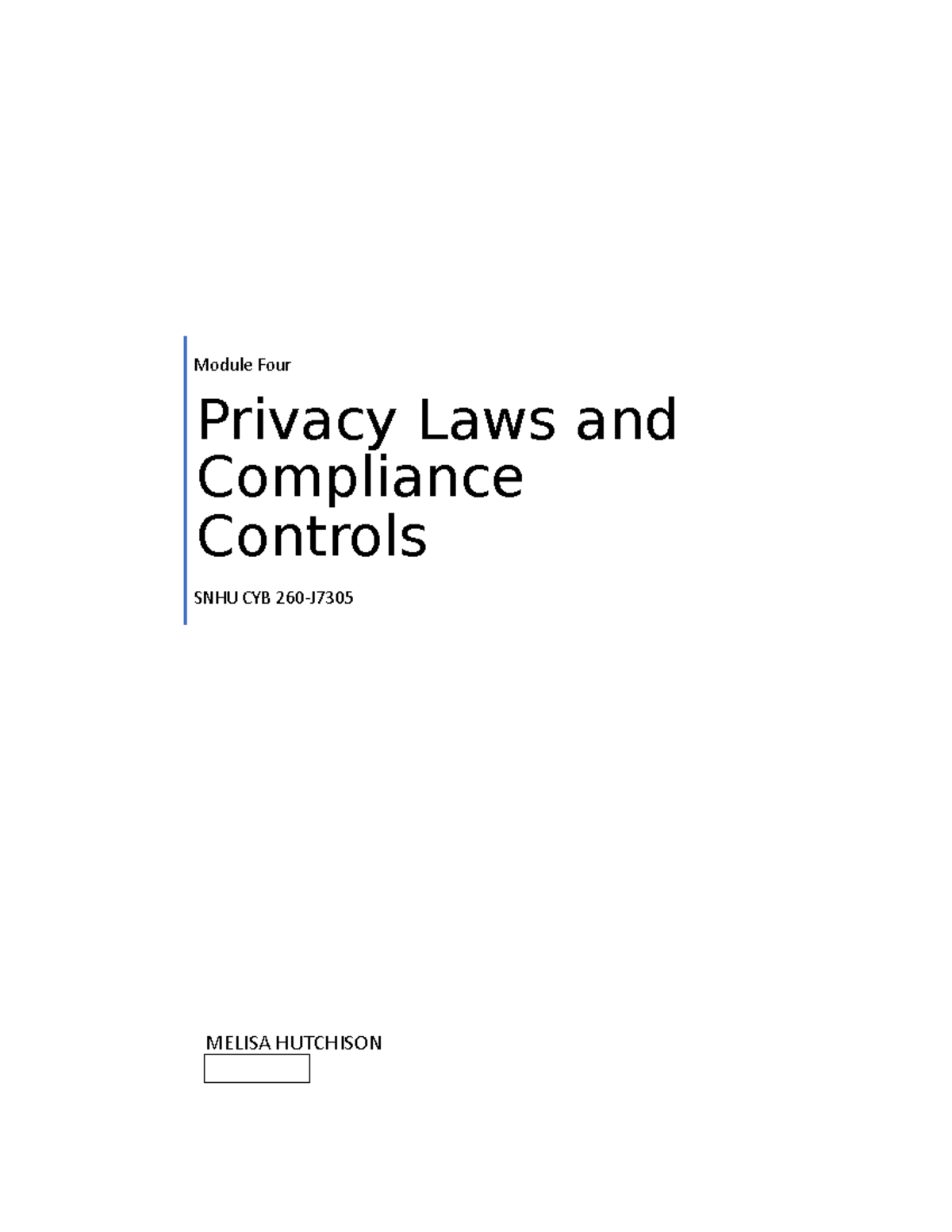 CYB 260 MOD 4 3 a Ctivity - MELISA HUTCHISON Module Four Privacy Laws ...