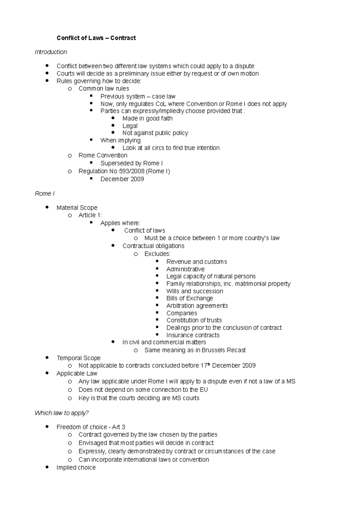 Conflict of laws – contract - Conflict of Laws – Contract Introduction ...