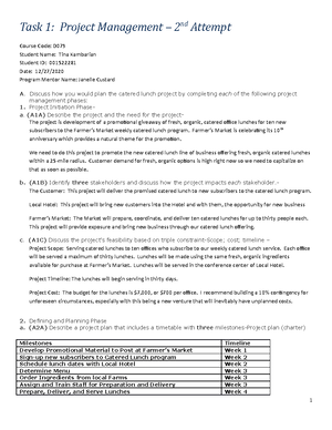 D079 Task 1 PASS FIRST TRY - Tyelynne Cole D TASK 1: A. Discuss how you ...