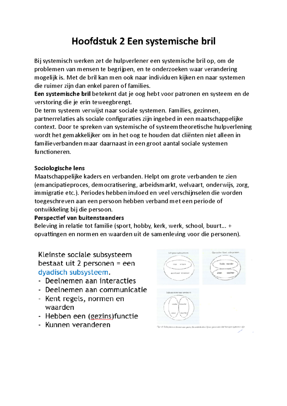 Samenvatting Systeemgericht Werken - Hoofdstuk 2 Een Systemische Bril ...