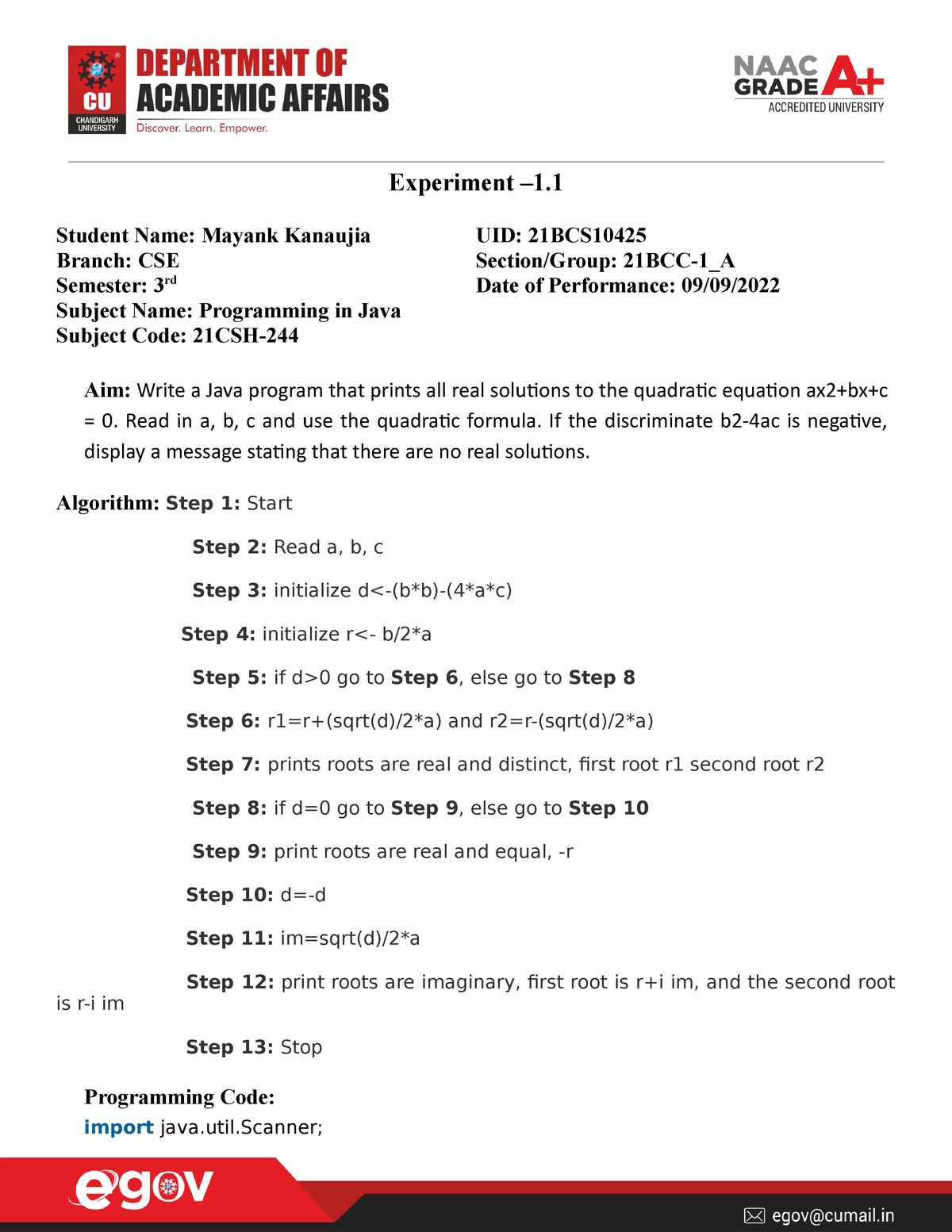 Java 1 - Practical - Btech Cse - StuDocu