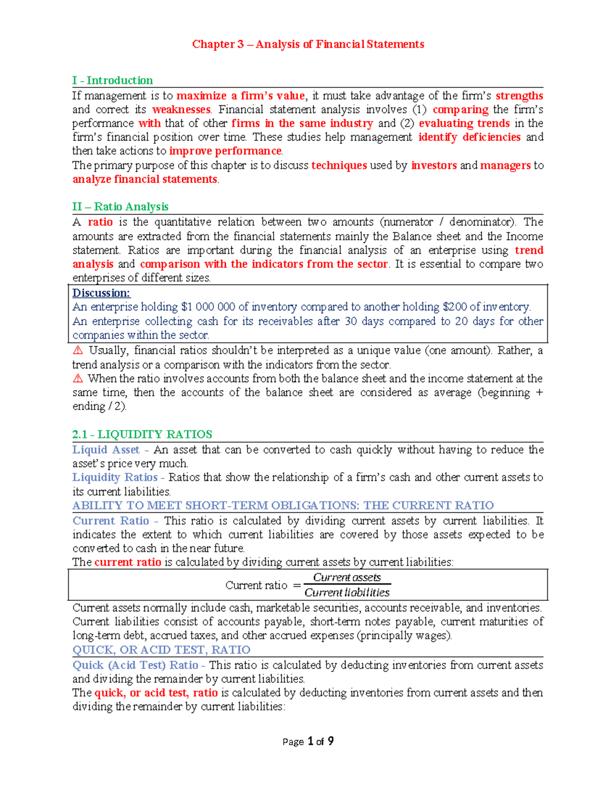 Chapter 3 docx - lecture notes - I - Introduction If management is to ...