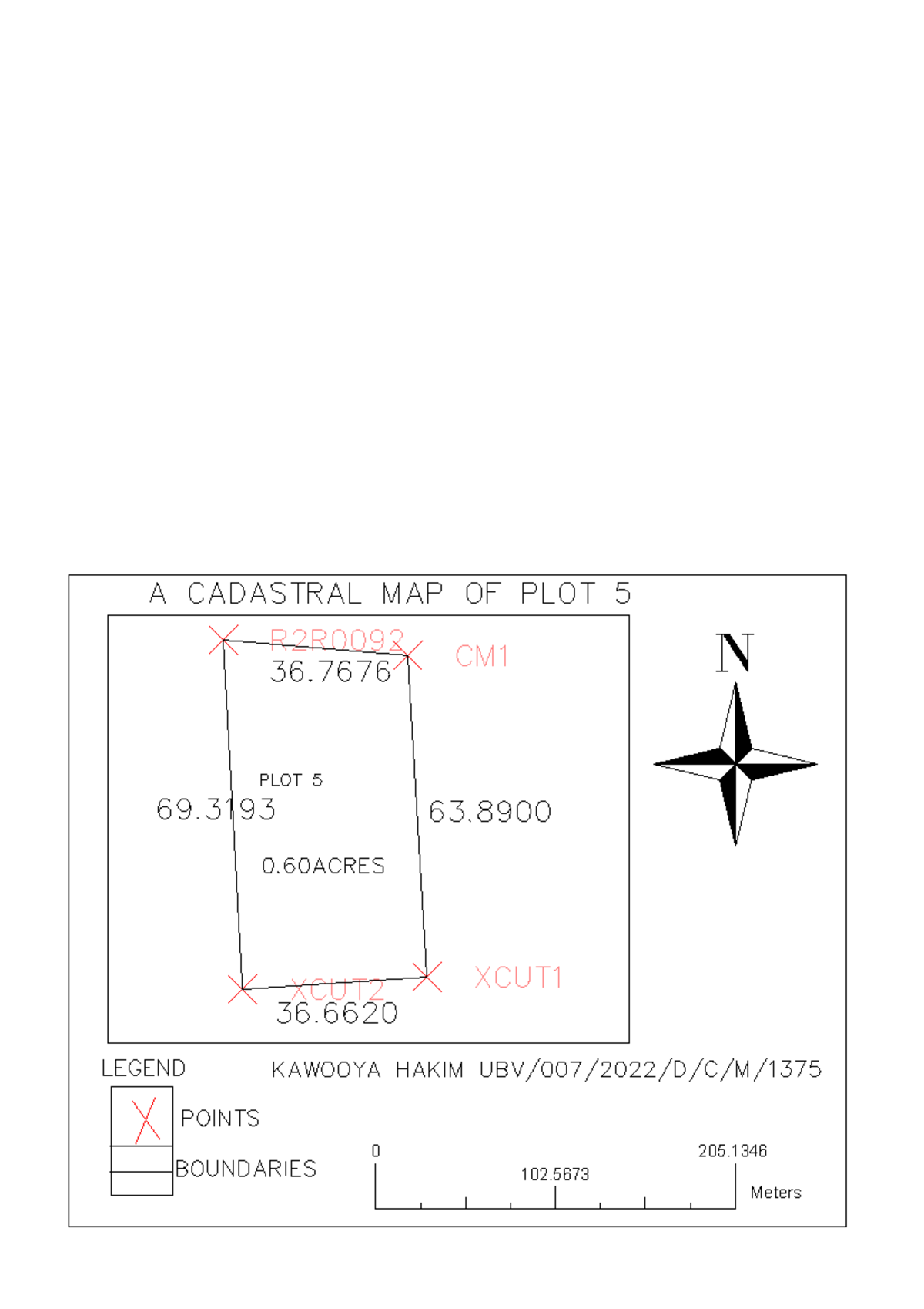 PLOT 5 - surveyed - Land Surveying and Geomatics - Meters N 0 102. 205 ...