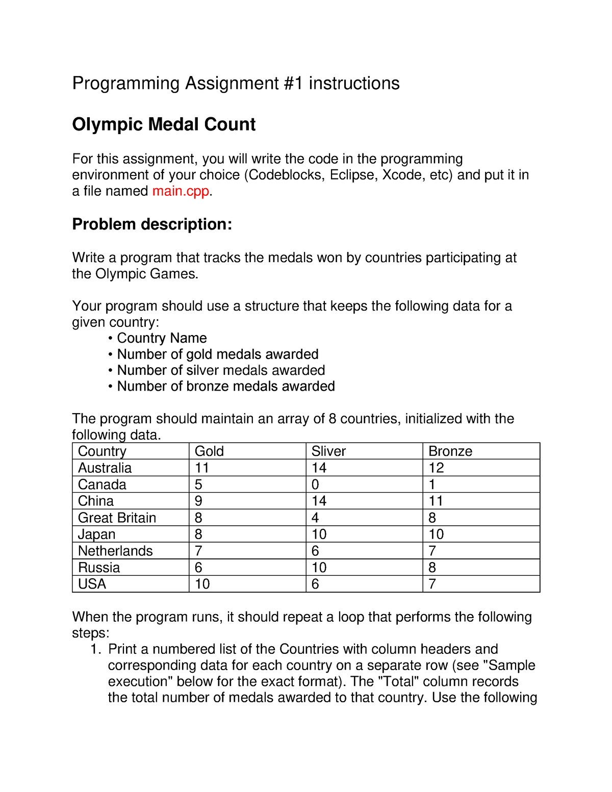 Assignment 1 very useful Programming Assignment 1 instructions