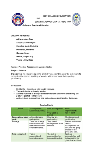 Lesson PLAN Science - Cynitdf5 - ICCT COLLEGES FOUNDATION INC. V ...