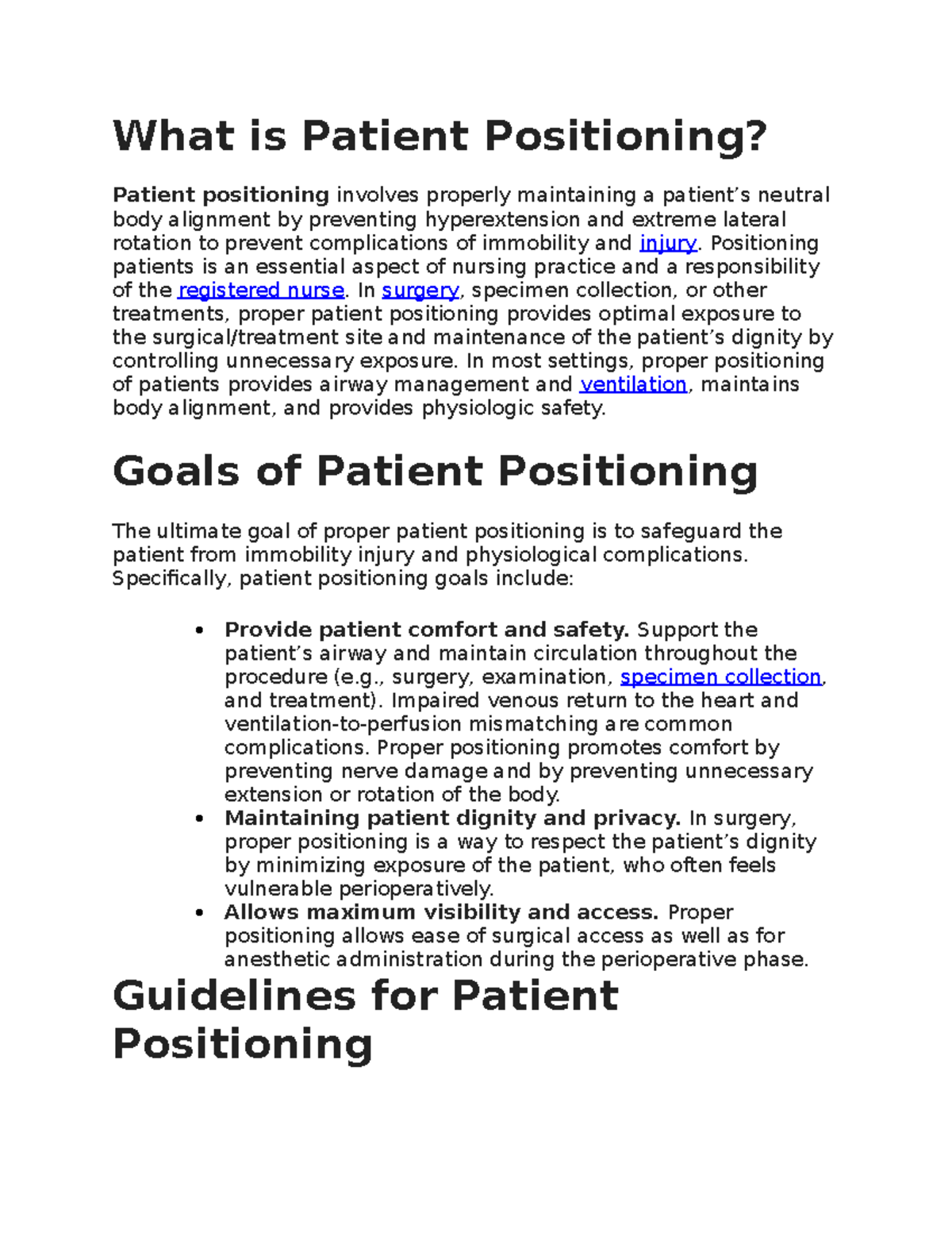 $ Patient Positioning - yyyy - What is Patient Positioning? Patient ...