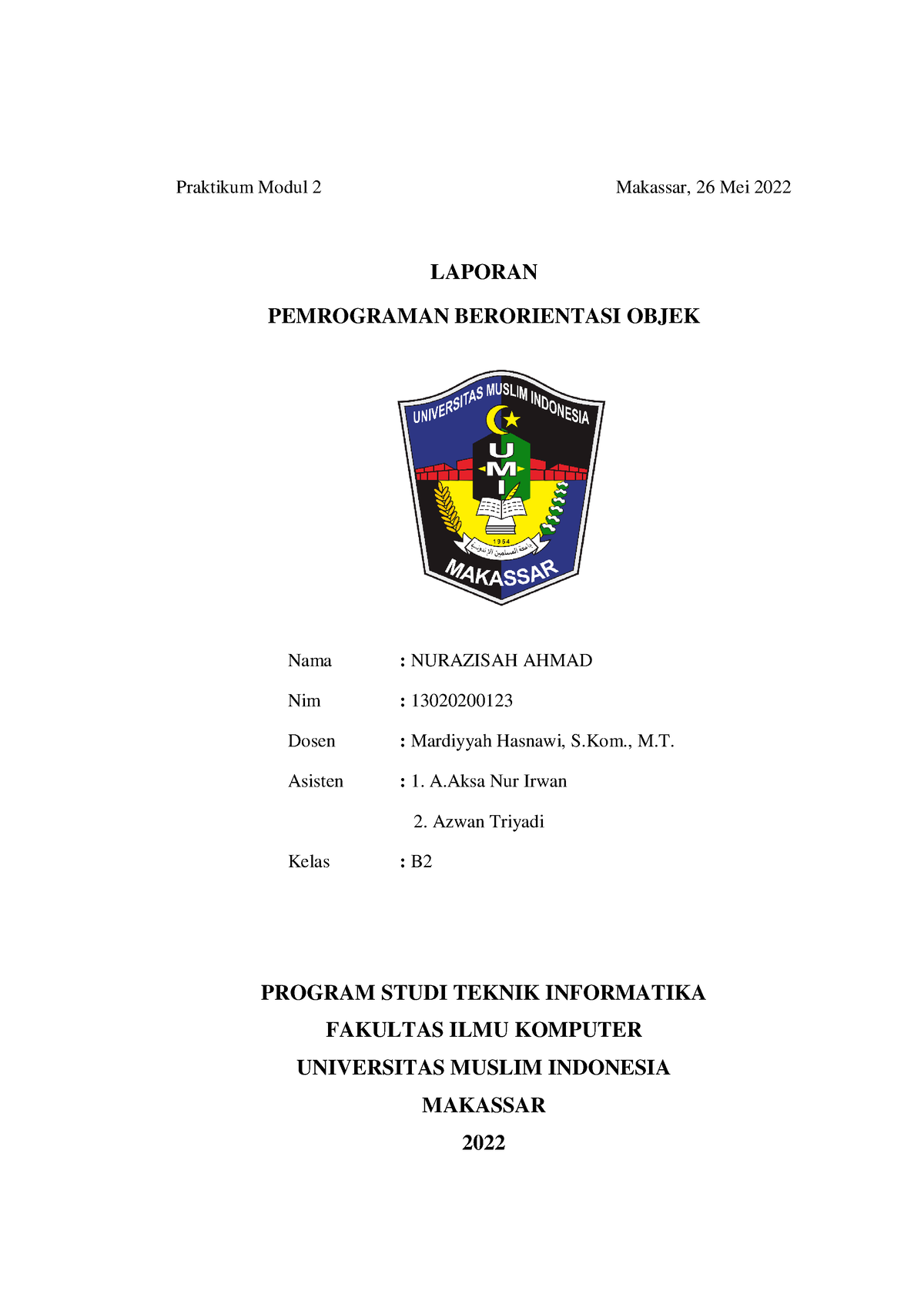 Laporan Modul 2 - Praktikum Modul 2 Makassar, 26 Mei 2022 LAPORAN ...