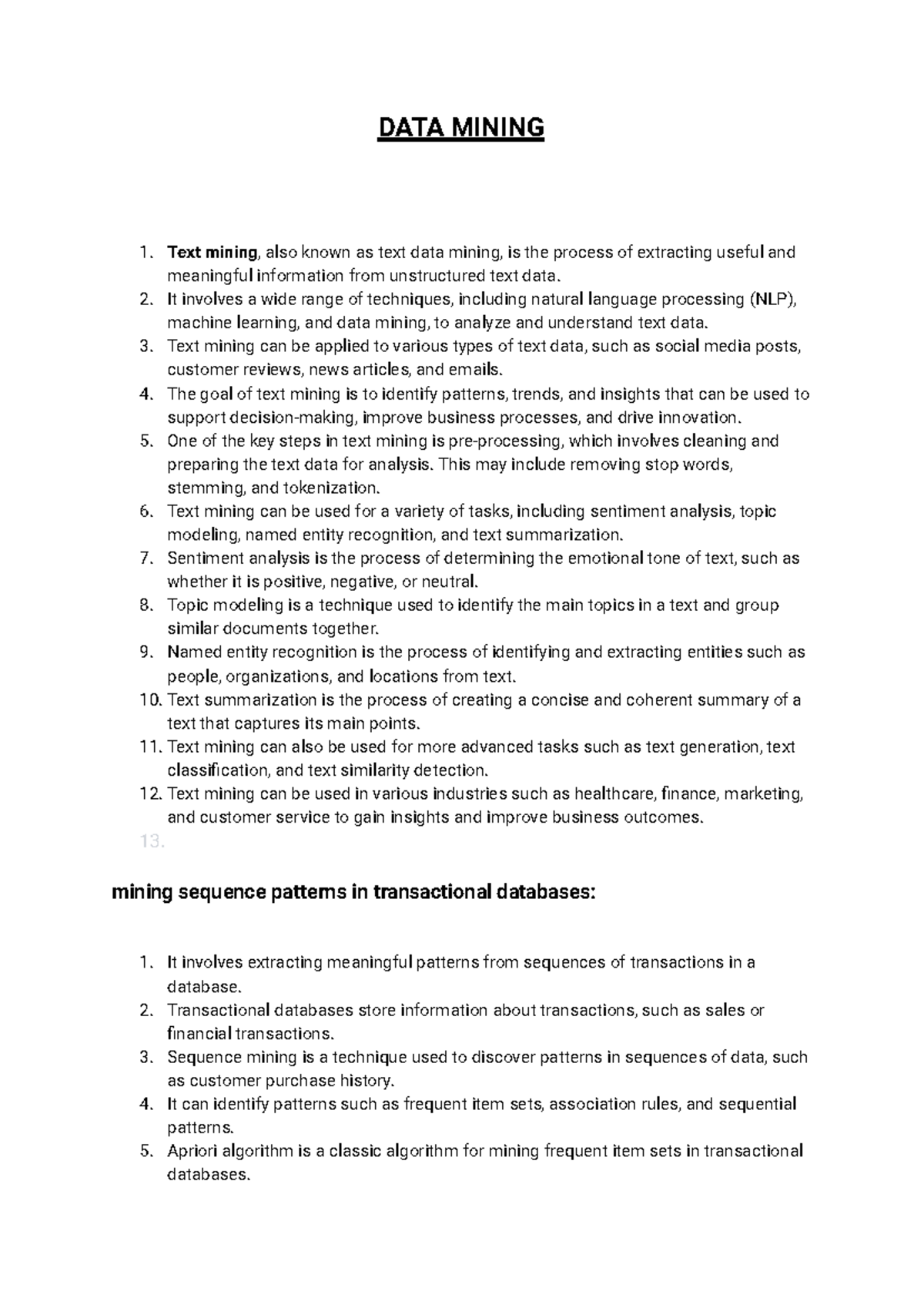 DM LAQS - DATA MINING Text mining, also known as text data mining, is ...