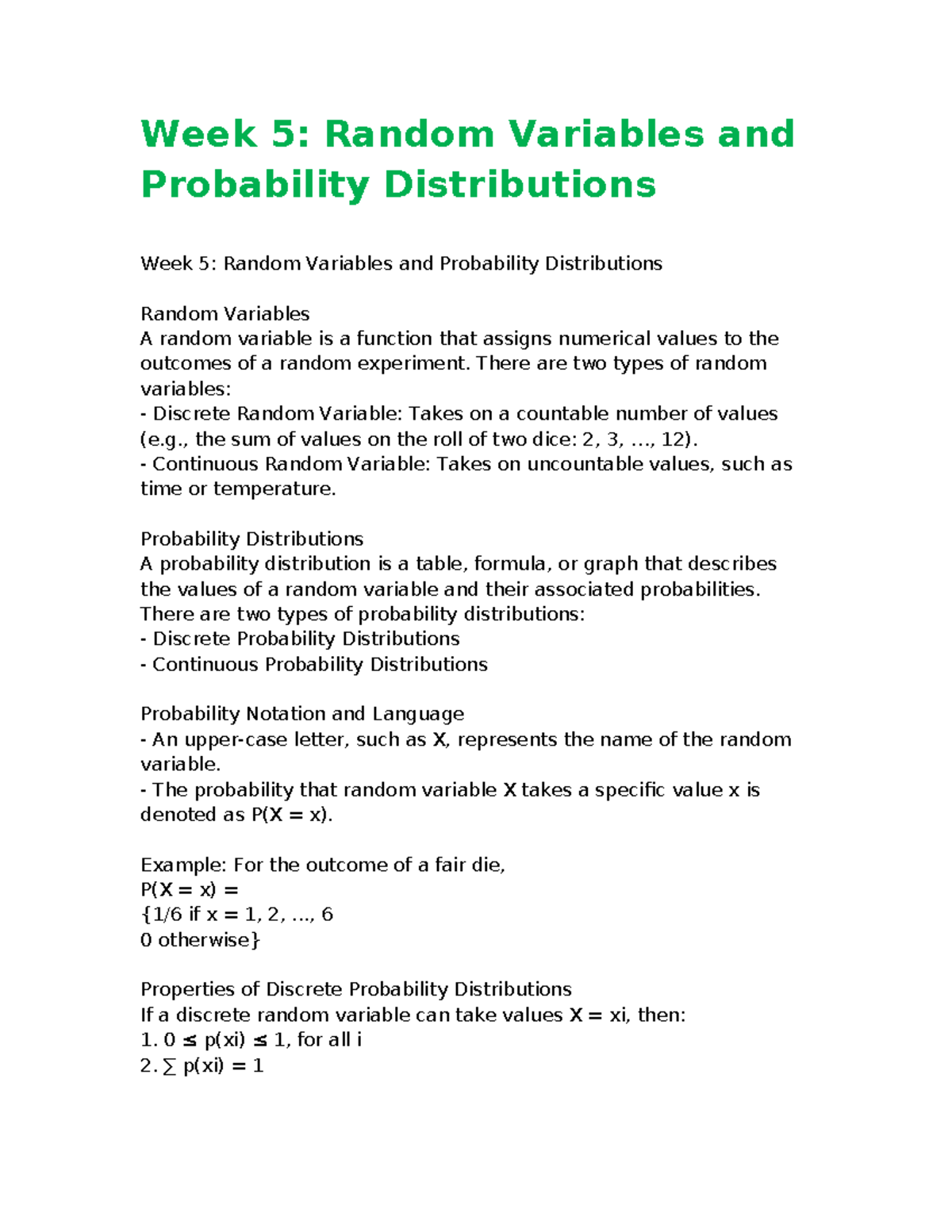 Week 5- Random Variables and Probability Distributions - Data Analytics ...